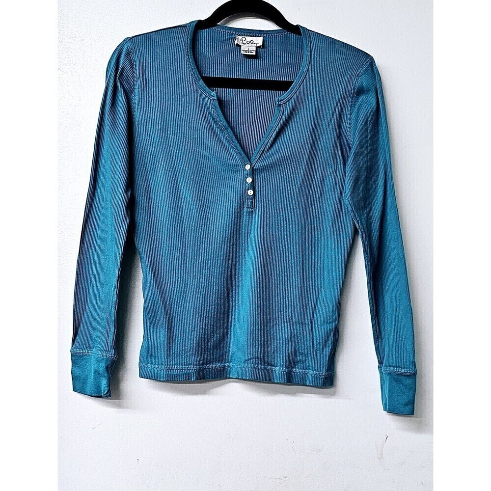 LILLY PULITZER Blue 100% Pima Cotton Long Sleeve 1/3 Button-Up Women Shirt (S)